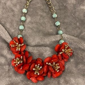 Red Floral Statement Necklace